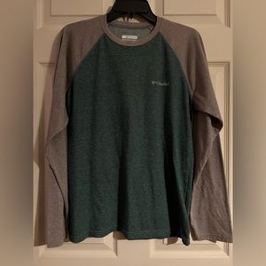 Columbia long sleeve top, green and gray, mens size small